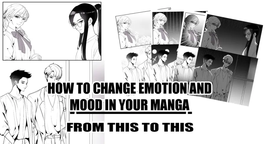 Dessin sombre facile : des personnages de manga montrent différentes émotions.