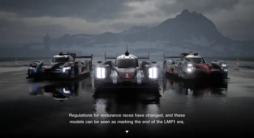 Trzy prototypy LMP1 na mokrym torze, zapowiadające zmiany w Gran Turismo 7 aktualizacja.