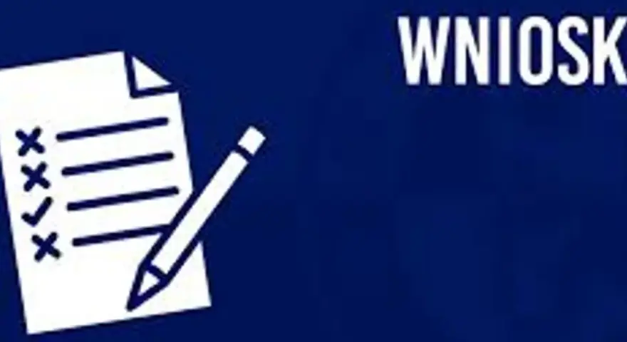 Ikona dokumentu z ołówkiem, symbolizująca proces nadania numeru domu i wypełniania wniosków.