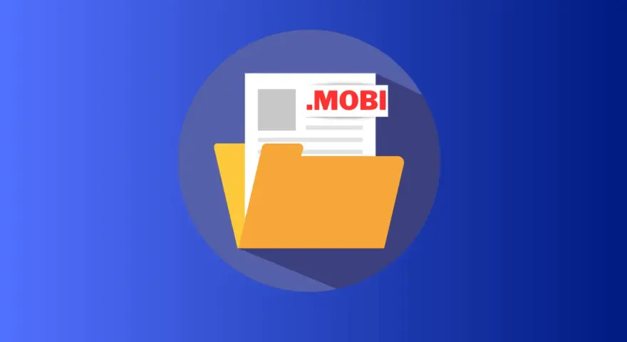 Ikona folderu z dokumentem .mobi, idealna dla każdego mobi reader.