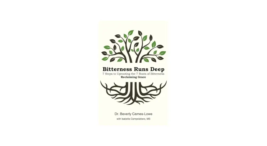 Book cover: "Bitterness Runs Deep" with a tree graphic, symbolizing how bitterness in the Bible can have deep roots.