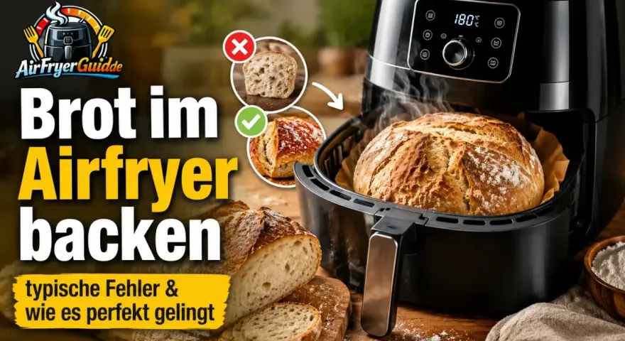 Perfekt Brot backen im Airfryer: Ein goldbraunes Brot dampft aus dem Airfryer. Tipps & Tricks für das beste Ergebnis.