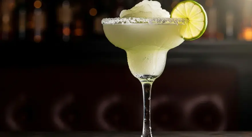 En frostig frozen margarita med saltkant och lime. Perfekt för ett somrigt frozen margarita recept.