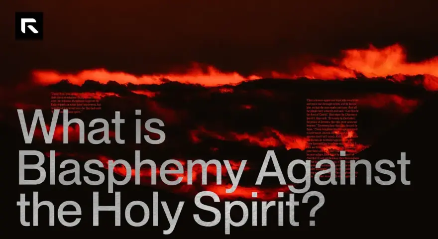 Dramatic red clouds loom over text asking "What is Blasphemy Against the Holy Spirit?".