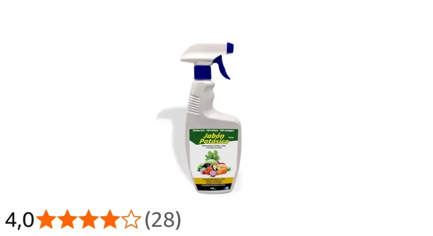 Botella con pulverizador de jabón potásico para sulfatar tus plantas. Elimina plagas de forma natural.