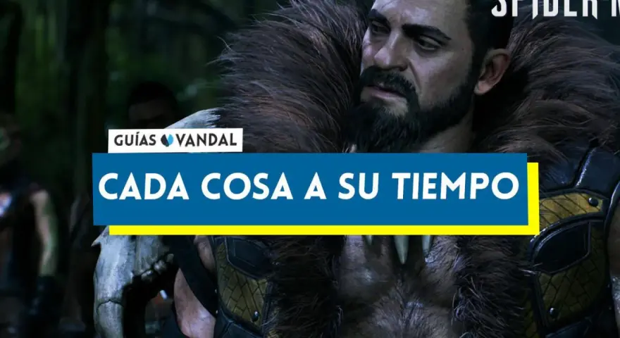 Kraven el Cazador, con su pelaje y armadura, listo para la acción en Spider-Man 2. ¡Conoce los trofeos Spiderman 2!