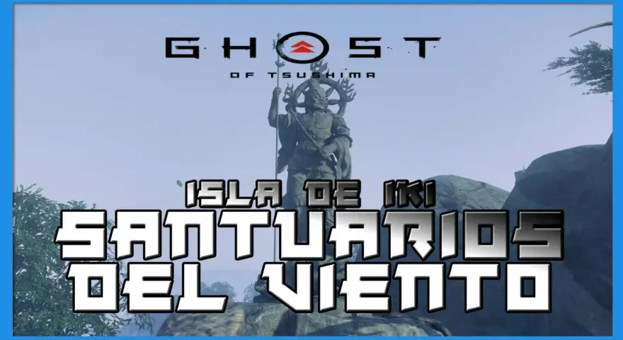 Estatua imponente en el **santuario de la sombra Ghost of Tsushima**, Isla de Iki.
