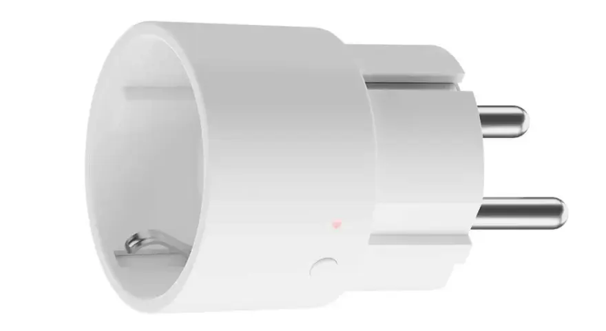 Smart eluttag som gör det enkelt att styra dina apparater med mobilen. En liten röd lampa indikerar att den är redo att anslutas.