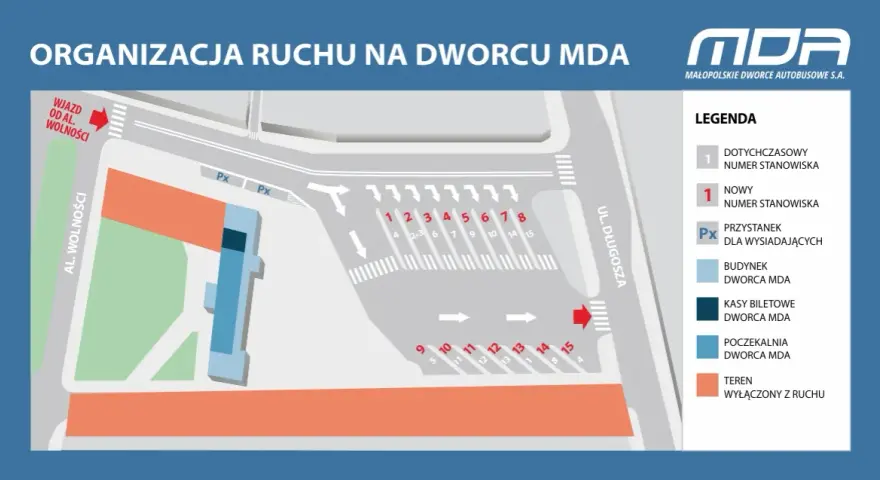 Bus Rzeszów-Kraków: Gdzie wysiądziesz? Adres MDA i stanowiska