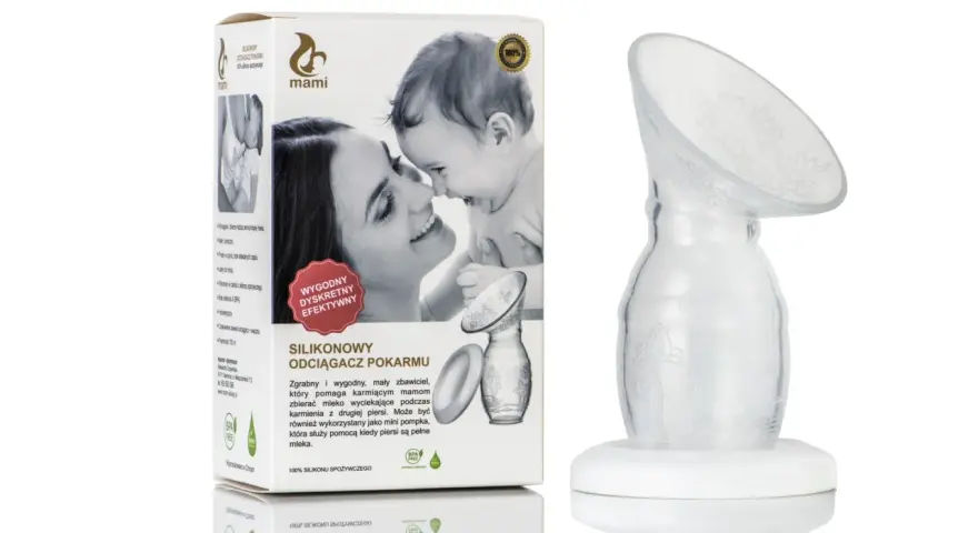 Silikonowy kolektor do mleka Mami. Zgrabny i dyskretny, pomaga zbierać mleko podczas karmienia.