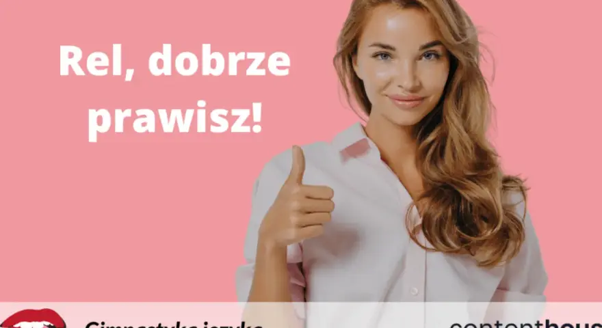 Rel, dobrze prawisz! Uśmiechnięta kobieta pokazuje kciuk w górę. To znak, że wszystko jest OK.