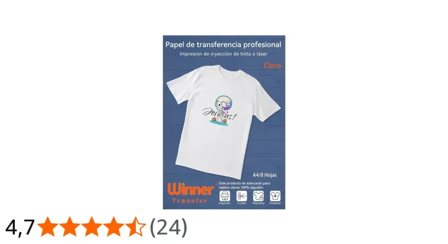 Cómo usar papel transfer con plancha: imprime, corta, plancha y finaliza tu diseño en camisetas claras. ¡Fácil y profesional!