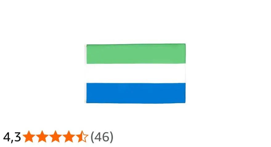 Flaga Sierra Leone: zielony, biały i niebieski pas.