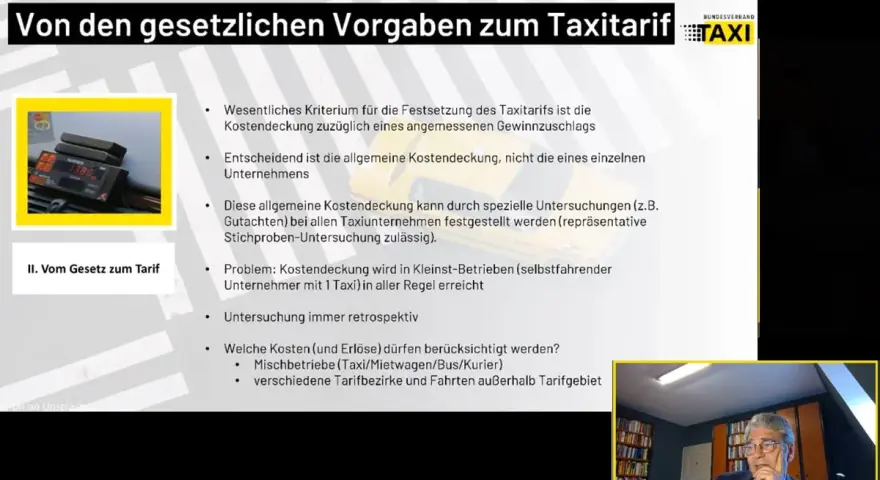 Gesetzliche Vorgaben zum Taxitarif: Kostendeckung als Kriterium. Die allgemeine Kostendeckung ist entscheidend, nicht die einzelner Unternehmen.