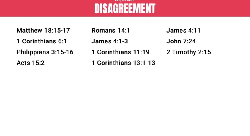 11 Bible verses about disagreement, offering guidance on resolving strife, as defined in the Bible.