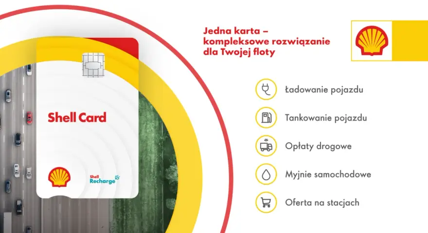 Karta paliwowa Shell Card - kompleksowe rozwiązanie dla Twojej floty: ładowanie, tankowanie, opłaty drogowe i myjnie.