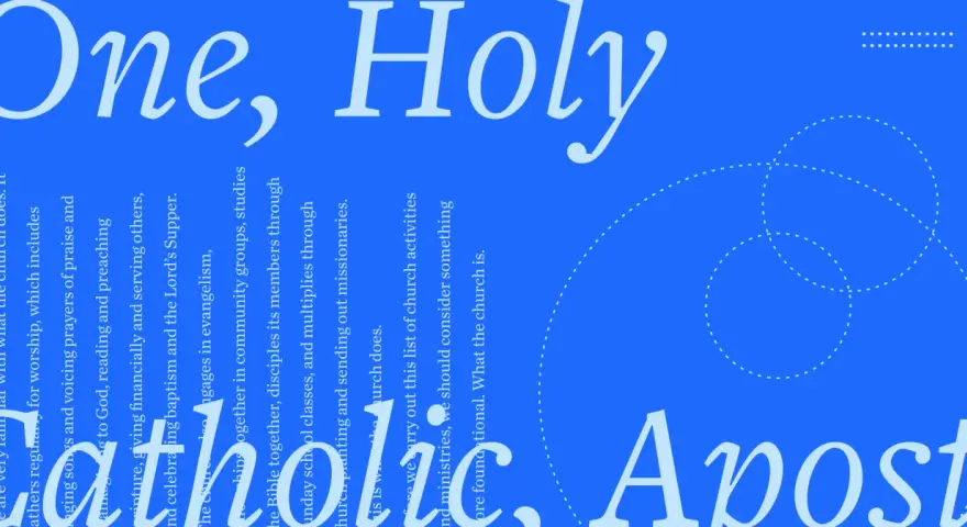 The text describes what an apostolic church is, detailing its practices like worship, baptism, evangelism, and community engagement.