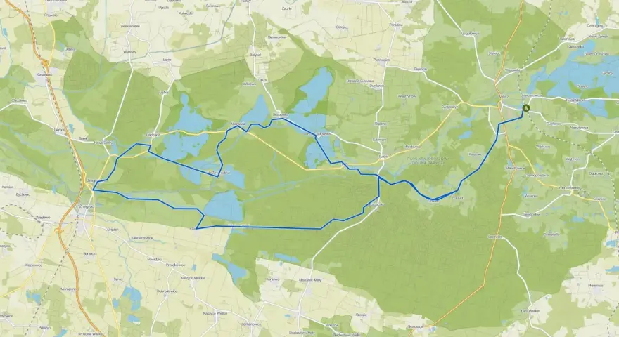 Trasy rowerowe w Dolinie Baryczy. Mapa pokazuje malownicze szlaki wiodące przez tereny wodne i leśne, idealne na aktywny wypoczynek.