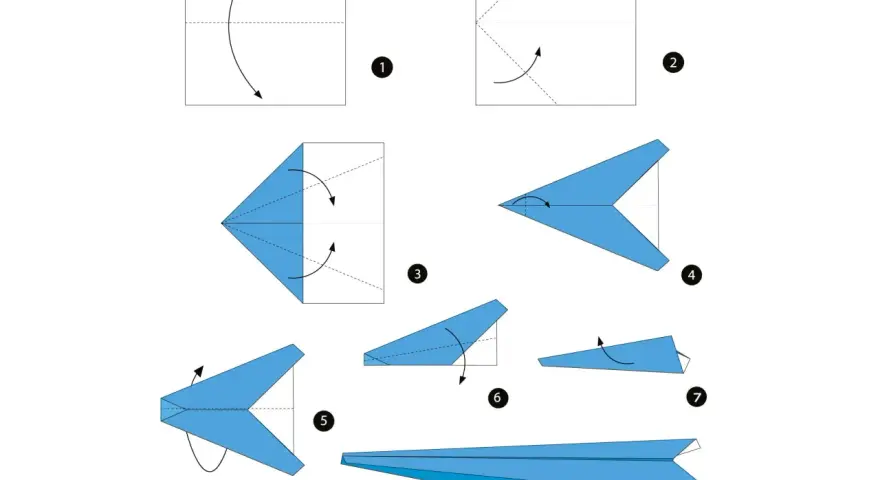 Steg-för-steg-guide för att vika ett klassiskt origami flygplan.