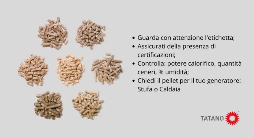 Pile di pellet di legno di diverse tonalità, per un pellet buono e di qualità. Consigli per la scelta.