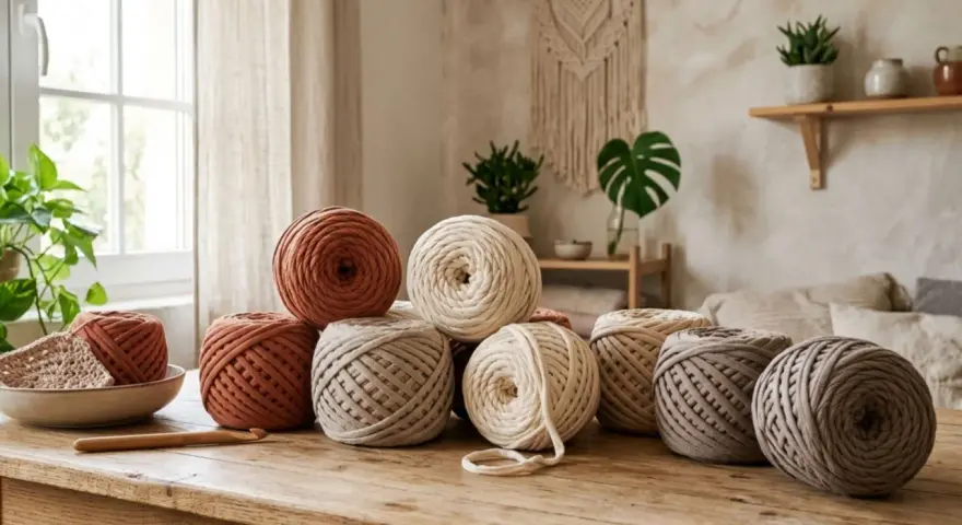 Ovillos de lana en tonos tierra, perfectos para crear proyectos con colores otoño.