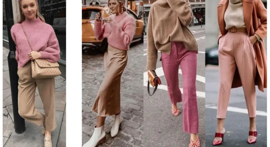 Stylizacje w odcieniach różu, beżowy a kremowy. Eleganckie spodnie, spódnice i swetry tworzą modne zestawy.