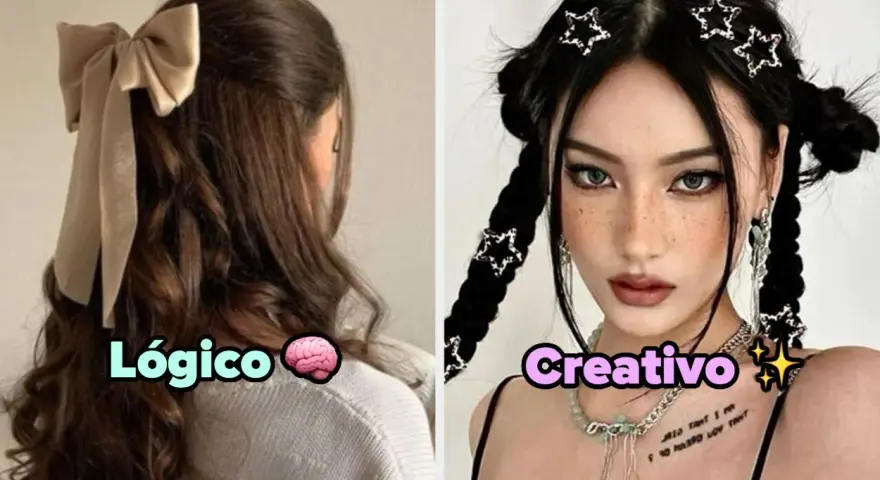 Dos peinados aesthetic: uno con moño beige y ondas, y otro con trenzas y accesorios de estrellas.