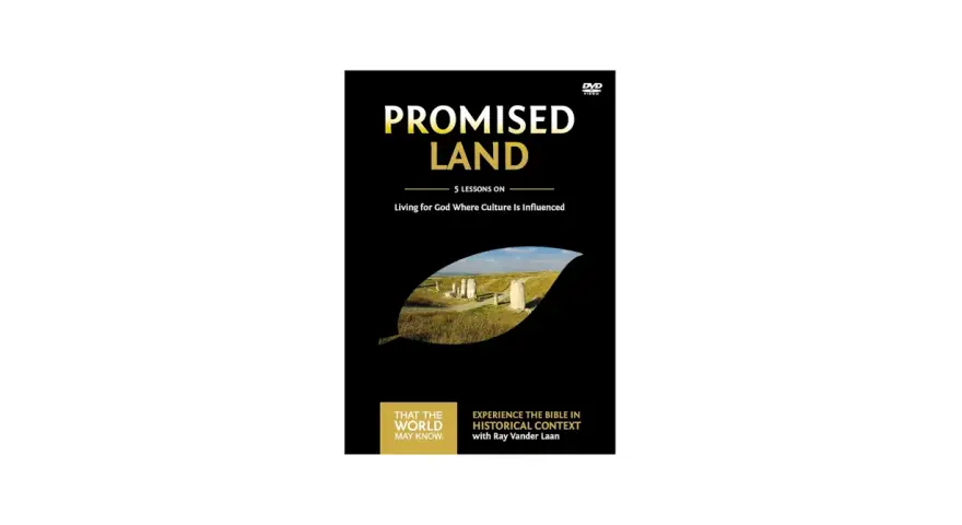 DVD cover for "Promised Land" with Ray Vander Laan, featuring ancient stones in a historical landscape.