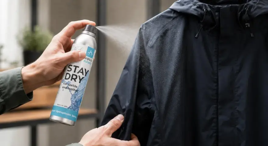 Regenjacke nicht mehr wasserdicht? Mit "Stay Dry" Spray wird sie wieder top! Hält dich trocken.