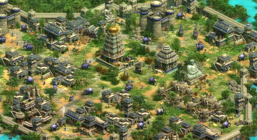 Un imperio en Age of Empires 2, con elefantes, templos y edificios de piedra. ¡Descubre trucos para dominar el juego!