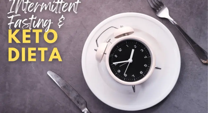 Post 16/8: Zegar na talerzu symbolizuje post przerywany i keto dietę. Czas na zdrowe nawyki!