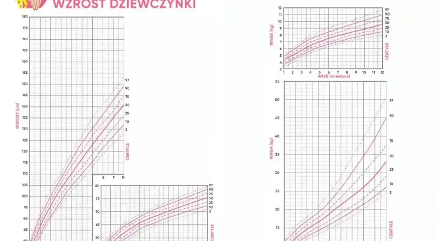 Siatki centylowe wzrostu i wagi dziewczynki. Sprawdź, do ilu powinien liczyć 4 latek, porównując z normami.