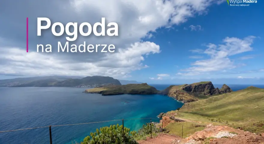 Piękna pogoda na Maderze, Portugalia. Widok na skaliste wybrzeże i turkusowe morze.