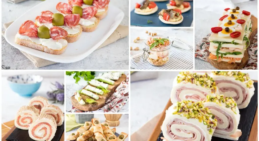 Sfogliando queste immagini, scopri tante idee per apericena a casa: tartine, rotoli di salmone, sandwich a strati e involtini salati.