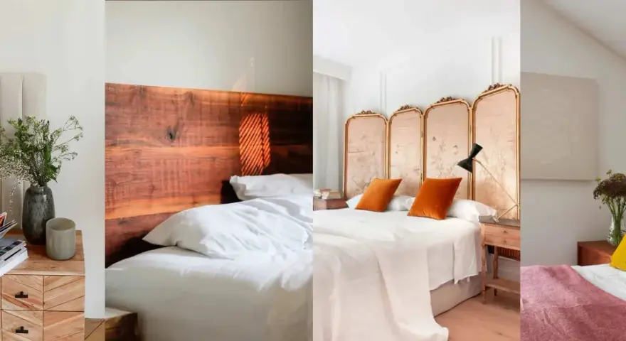 Ideas dormitorio rústico: camas con cabeceros de madera natural, telas suaves y detalles decorativos que evocan la naturaleza.