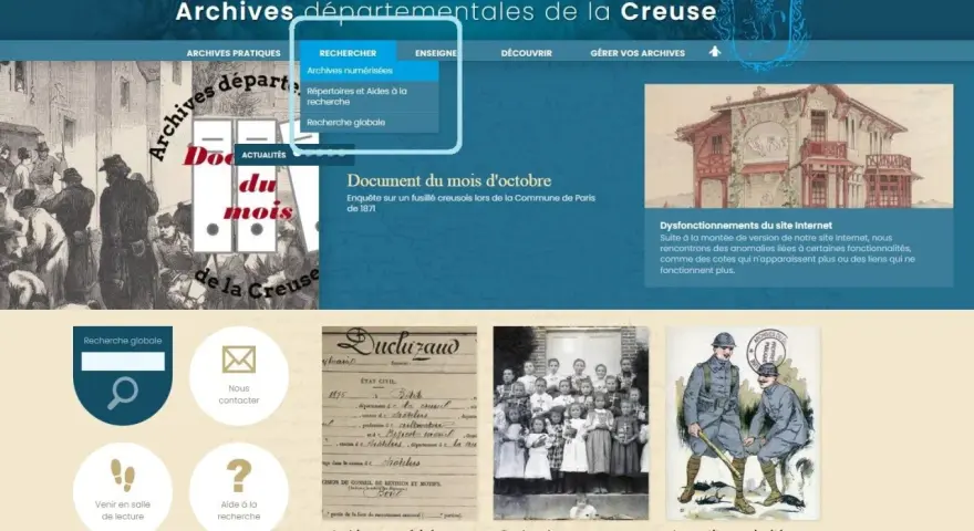 Archives départementales de la Creuse : explorez les archives de l'Ariège en ligne, découvrez des documents historiques et des curiosités.