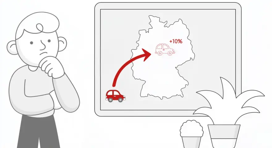 Zastanawiasz się nad akcyzą za auto? Mapa Niemiec pokazuje wzrost o 10% dla importowanego samochodu.