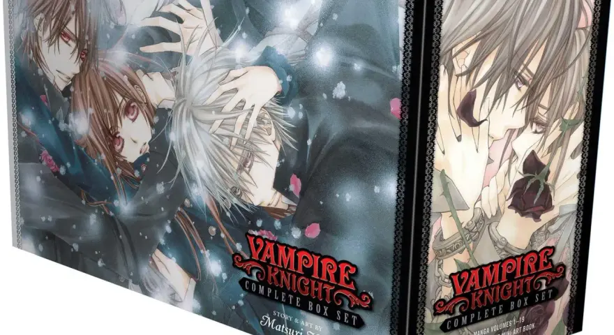 Vampire Knight Complete Box Set mit Anime-Illustrationen von Kaname, Yuki und Zero.