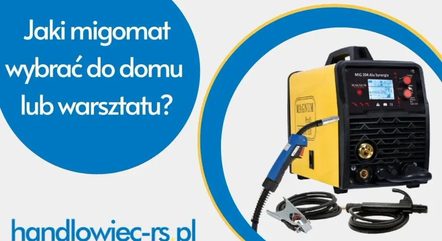 Jaki migomat wybrać? Porównanie spawarki Ideal z Magnum. Żółty migomat Magnum z uchwytem i akcesoriami.