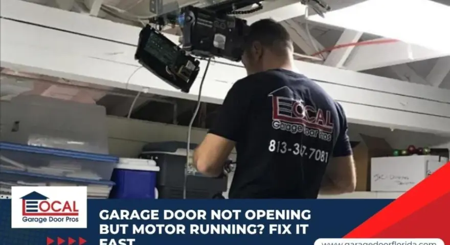 Technician works on a garage door opener that is not working, but the motor is running. Fix it fast!