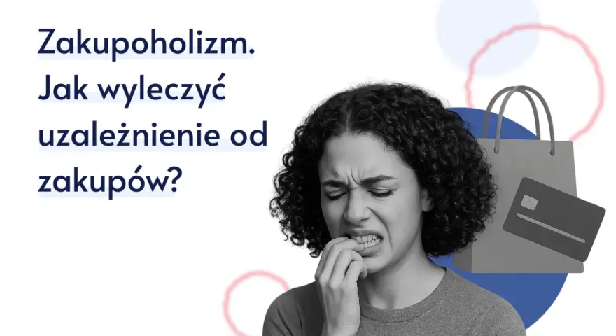 Zakupoholizm. Jak wyleczyć uzależnienie od zakupów? Kobieta zmartwiona, obok torba i karta płatnicza.