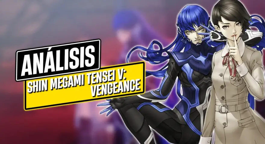 Análisis de Shin Megami Tensei V: Vengeance con dos personajes principales, uno con armadura azul y otro con uniforme escolar.