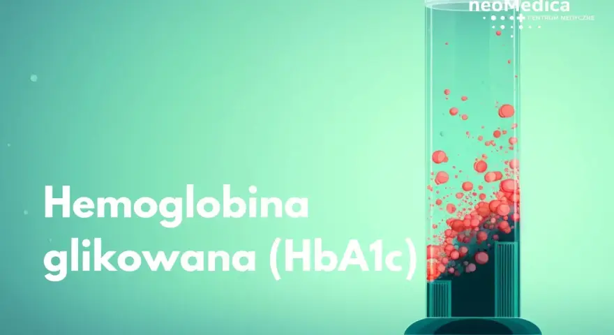 Hemoglobina glikowana (HbA1c) w probówce, symbolizująca kontrolę cukrzycy.