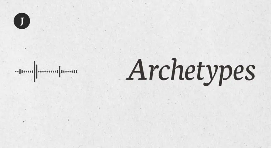 En ljudvåg och texten "Archetypes" på en ljus bakgrund. En symbol med ett "J" i en cirkel syns i övre vänstra hörnet.