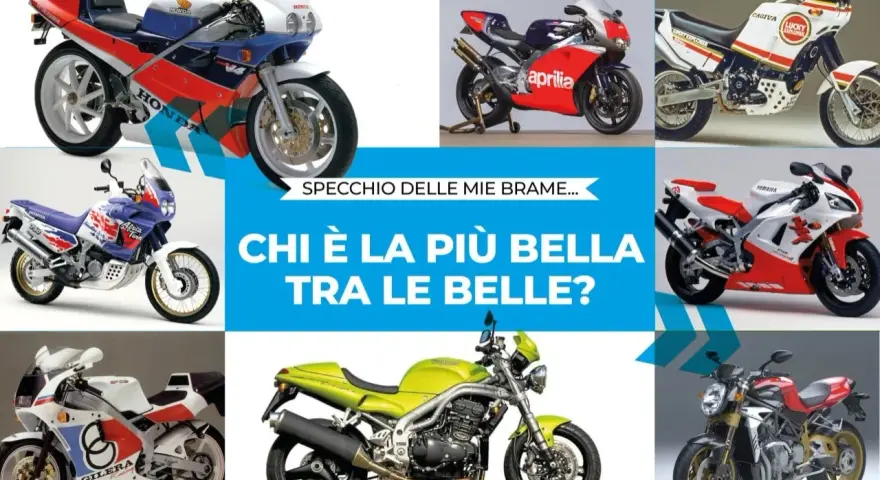 Una carrellata di moto iconiche, sportive e da avventura, tra cui Honda, Aprilia, Cagiva, Yamaha, Gilera. Quale tra queste moto più belle del mondo sceglieresti?