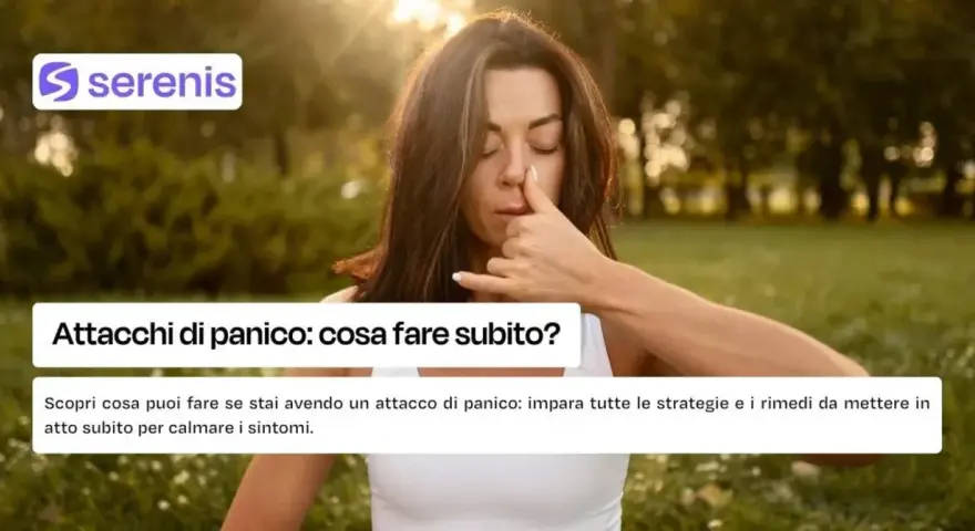 Donna con mano sul naso, suggerisce come gestire gli attacchi di panico e i loro sintomi.