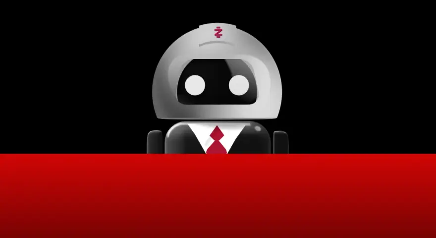 Robot con traje y corbata, listo para la escritura de constitución.