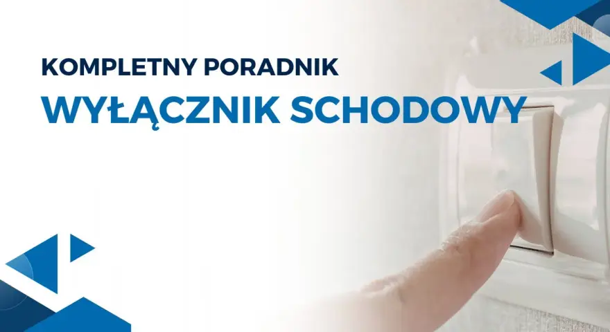 Kompletny poradnik: wyłącznik schodowy schemat. Palec naciska biały włącznik schodowy, symbolizując łatwość obsługi i zrozumienia instalacji elektrycznej.