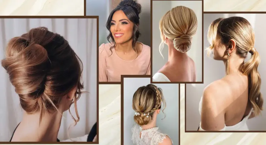 Raccolti eleganti e semi raccolti capelli per ogni occasione: chignon bassi, trecce e code di cavallo raffinate.