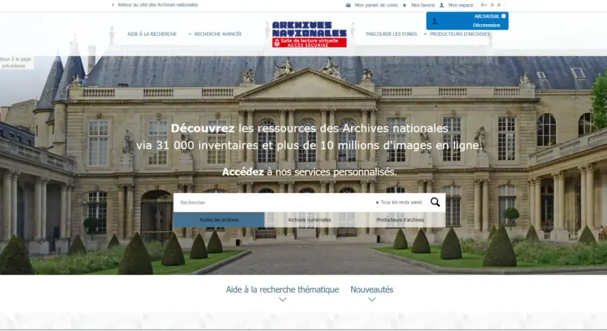 Archives nationales : recherche de ressources, y compris une liste des travailleurs STO en 39-45. Accès sécurisé à la salle de lecture virtuelle.